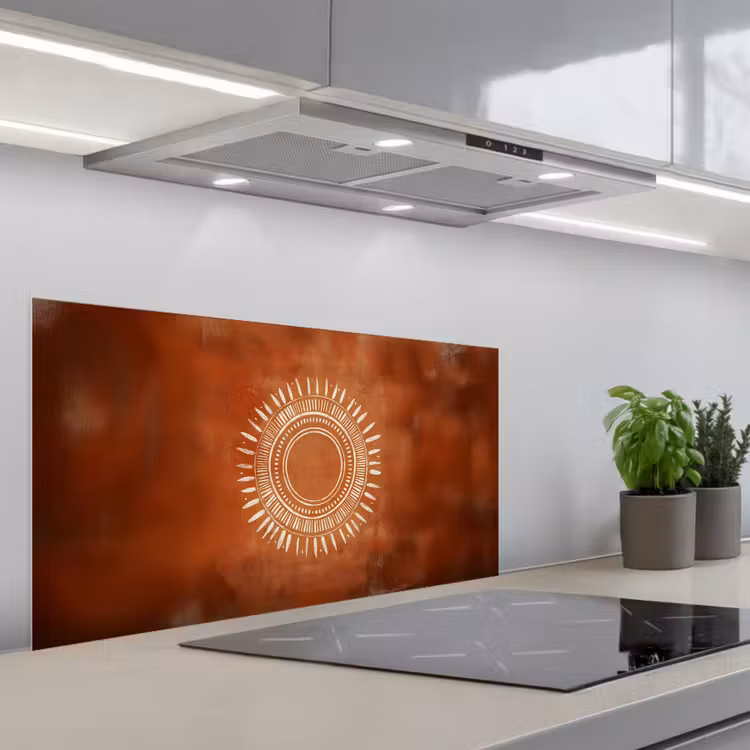 Abstract - Lijnen - Zonnestralen - Roodbruin keuken achterwand spatscherm middel -3d_schuin