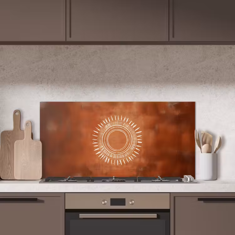 Abstract - Lijnen - Zonnestralen - Roodbruin keuken achterwand spatscherm middel -sfeer2