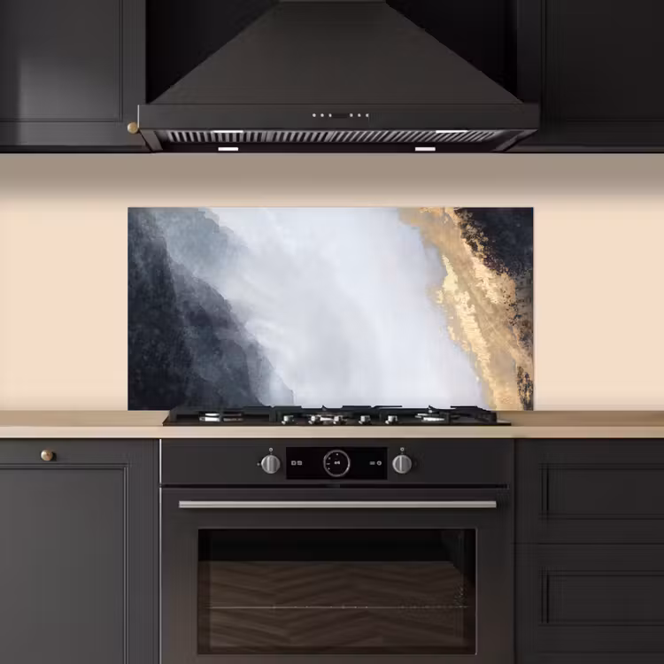Abstract - Verf - Goud - Zwart - Marmer keuken achterwand spatscherm middel -sfeer1