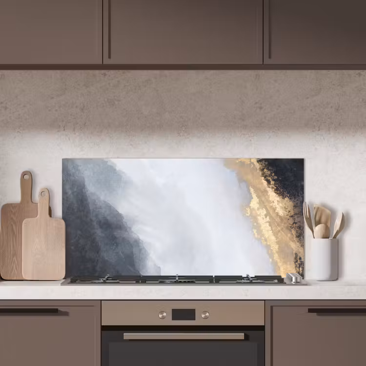 Abstract - Verf - Goud - Zwart - Marmer keuken achterwand spatscherm middel -sfeer2