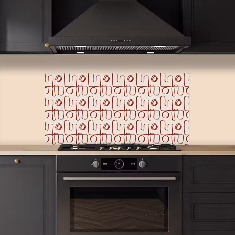 Abstract - Patroon - Beige - Rood keuken achterwand spatscherm middel 899 -sfeer1