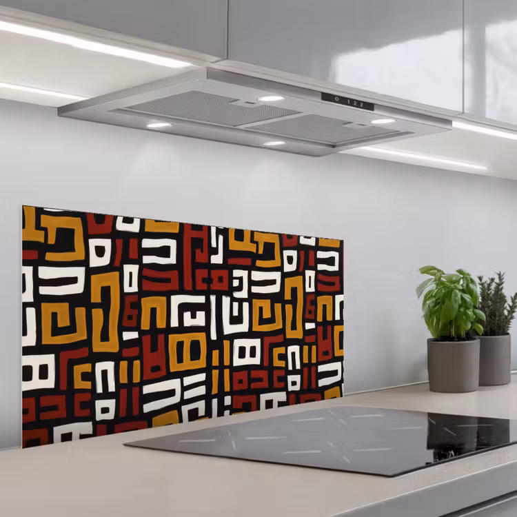 Abstract - Patroon - Rood keuken achterwand spatscherm middel -3d_schuin