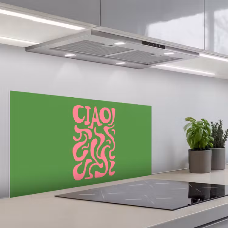 Abstract - Roze - Ciao - Vormen keuken achterwand spatscherm middel -3d_schuin