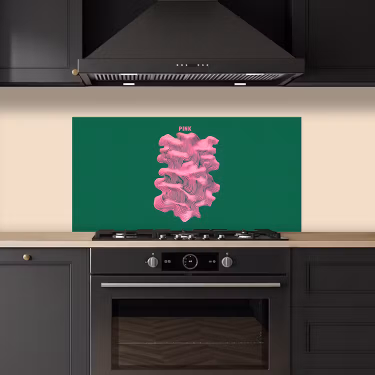 Abstract - Pink - Lijnen - Groen keuken achterwand spatscherm middel -sfeer1