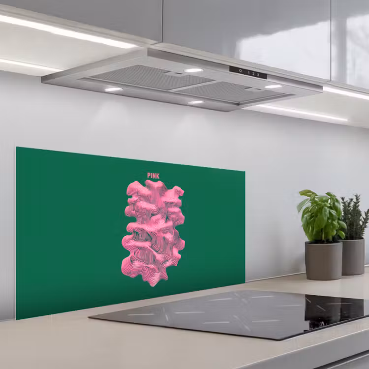 Abstract - Pink - Lijnen - Groen keuken achterwand spatscherm middel -3d_schuin