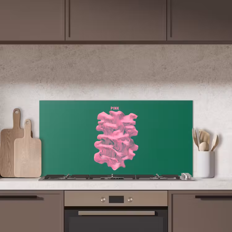 Abstract - Pink - Lijnen - Groen keuken achterwand spatscherm middel -sfeer2