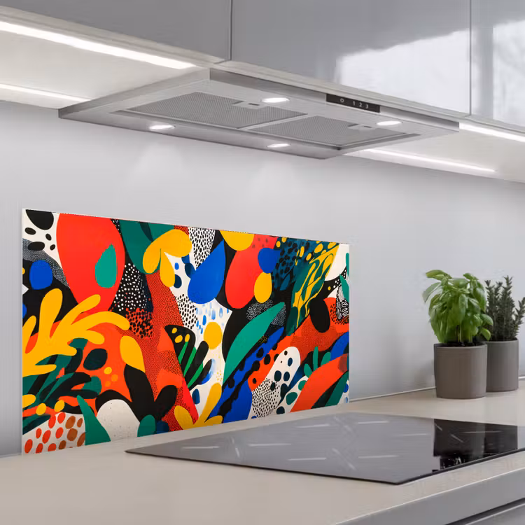 Abstract - Planten - Vormen - Kleurrijk keuken achterwand spatscherm middel -3d_schuin