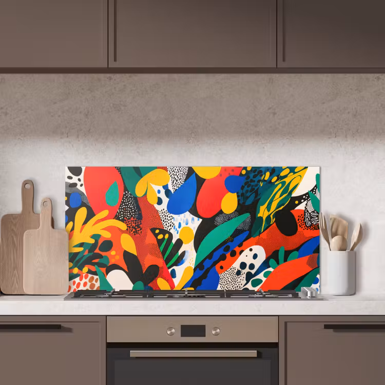 Abstract - Planten - Vormen - Kleurrijk keuken achterwand spatscherm middel -sfeer2