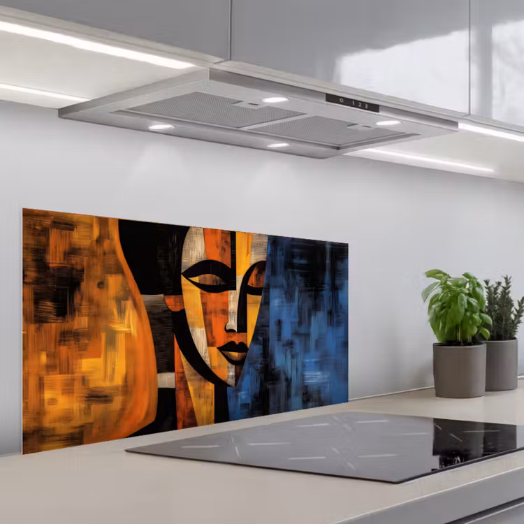 Abstract - Portret - Kleurvakken keuken achterwand spatscherm middel -3d_schuin