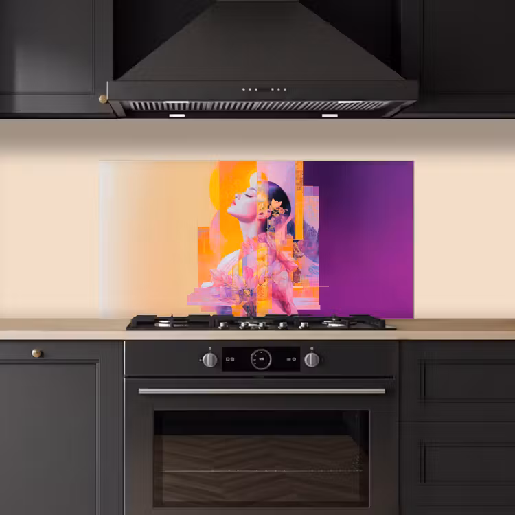 Abstract - Portret - Vrouw - Kleurrijk keuken achterwand spatscherm middel -sfeer1