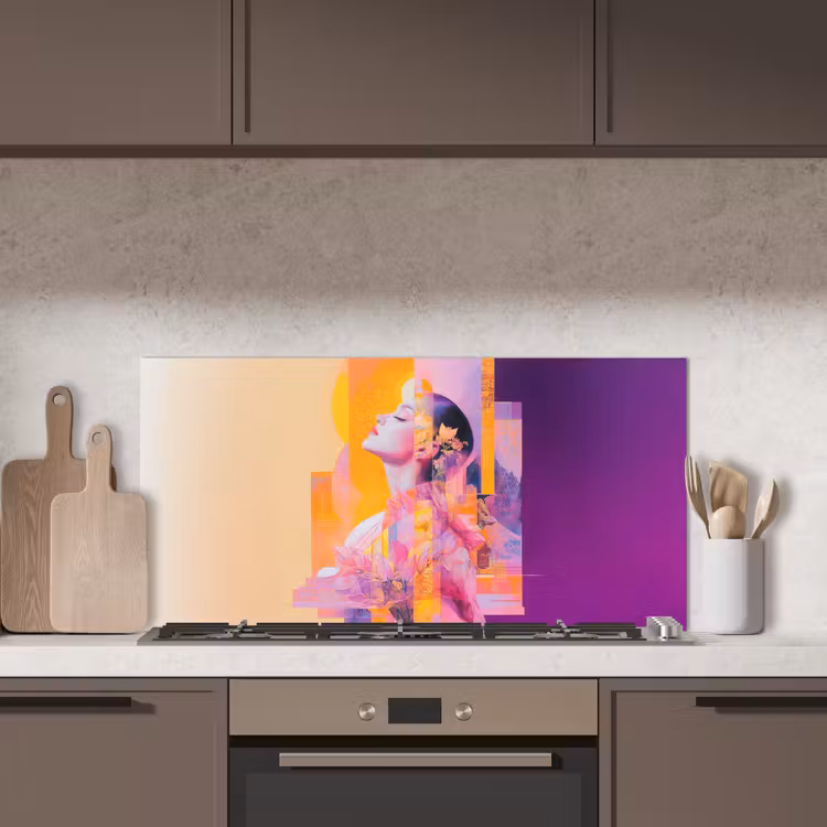 Abstract - Portret - Vrouw - Kleurrijk keuken achterwand spatscherm middel -sfeer2