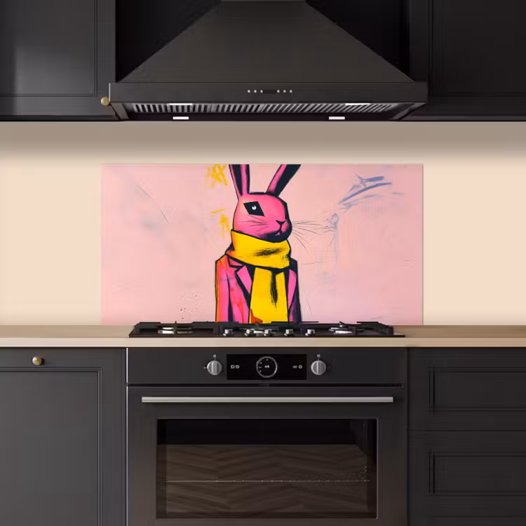 Abstract - Konijn - Sjaal - Geel keuken achterwand spatscherm middel -sfeer1