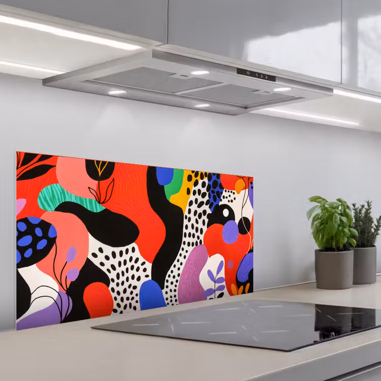 Abstract - Vormen - Kleuren - Stippen keuken achterwand spatscherm middel -3d_schuin
