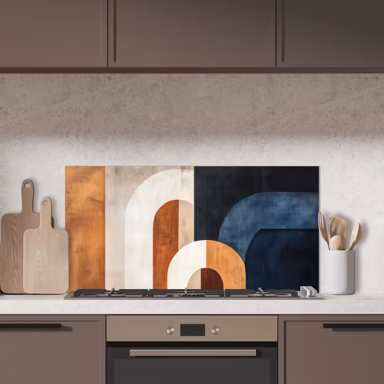 Abstract - Vormen - Donkerblauw keuken achterwand spatscherm middel -sfeer2