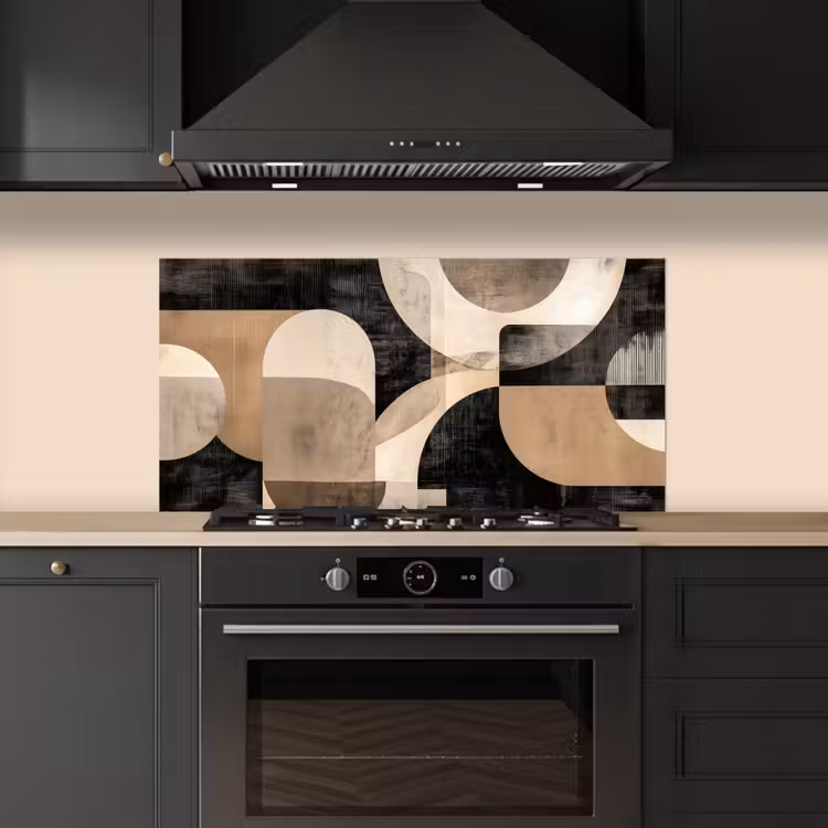 Abstract - Vormen - Modern - Beige keuken achterwand spatscherm middel -sfeer1