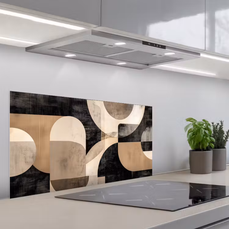 Abstract - Vormen - Modern - Beige keuken achterwand spatscherm middel -3d_schuin