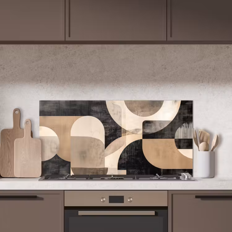 Abstract - Vormen - Modern - Beige keuken achterwand spatscherm middel -sfeer2