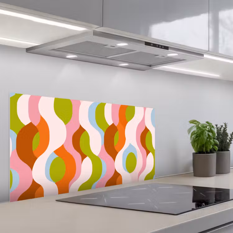 Abstract - Vormen - Roze keuken achterwand spatscherm middel -3d_schuin