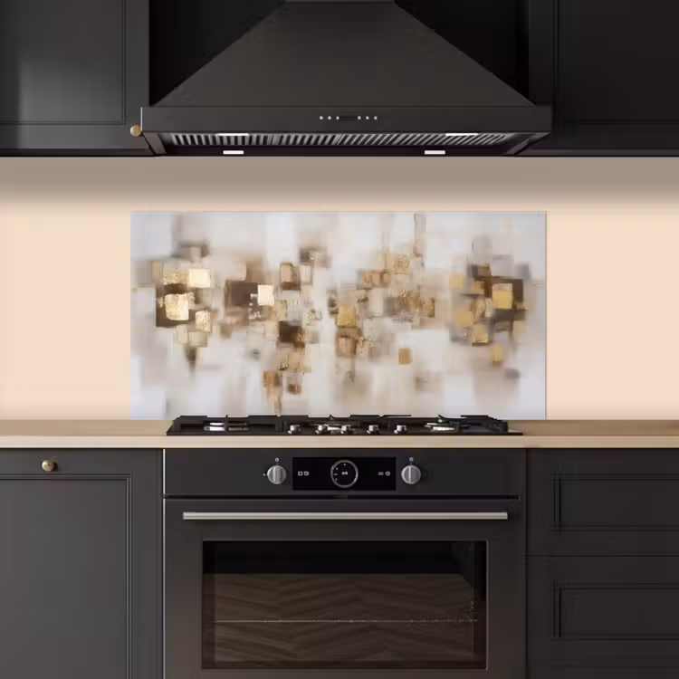 Abstracte vierkanten - Aardetonen - Mistig keuken achterwand spatscherm middel -sfeer1