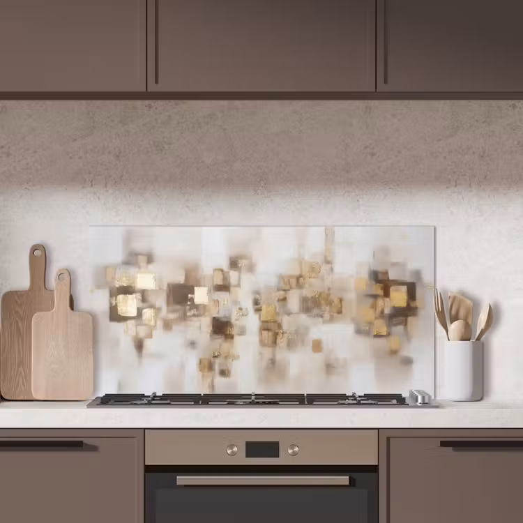 Abstracte vierkanten - Aardetonen - Mistig keuken achterwand spatscherm middel -sfeer2