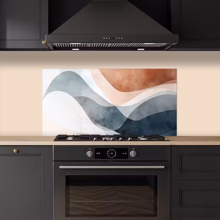 Abstract - Golven - Blauw keuken achterwand spatscherm middel -sfeer1