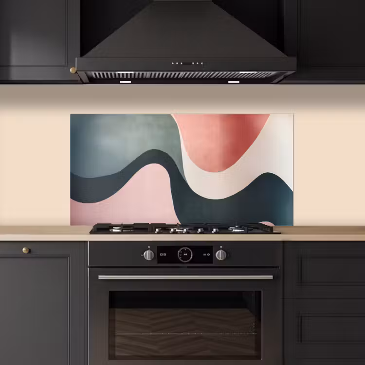 Abstract - Golven - Sierlijk - Roze keuken achterwand spatscherm middel -sfeer1