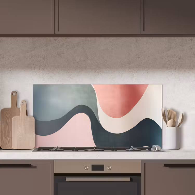 Abstract - Golven - Sierlijk - Roze keuken achterwand spatscherm middel -sfeer2