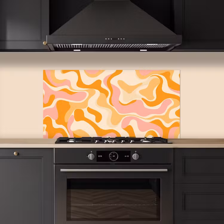 Abstract - Golvend - Oranje keuken achterwand spatscherm middel -sfeer1