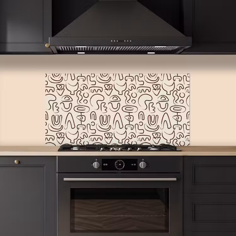 Abstract - Beige - Patroon - Donkerbruin keuken achterwand spatscherm middel 899 -sfeer1