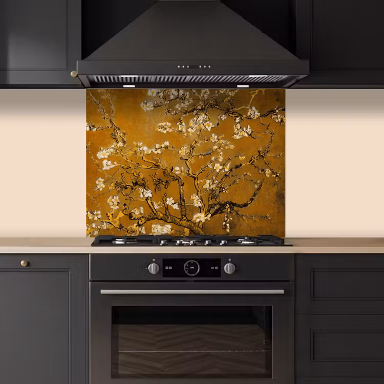 Amandelbloesem - Kunst - Van Gogh - Goud keuken achterwand spatscherm middel -sfeer1
