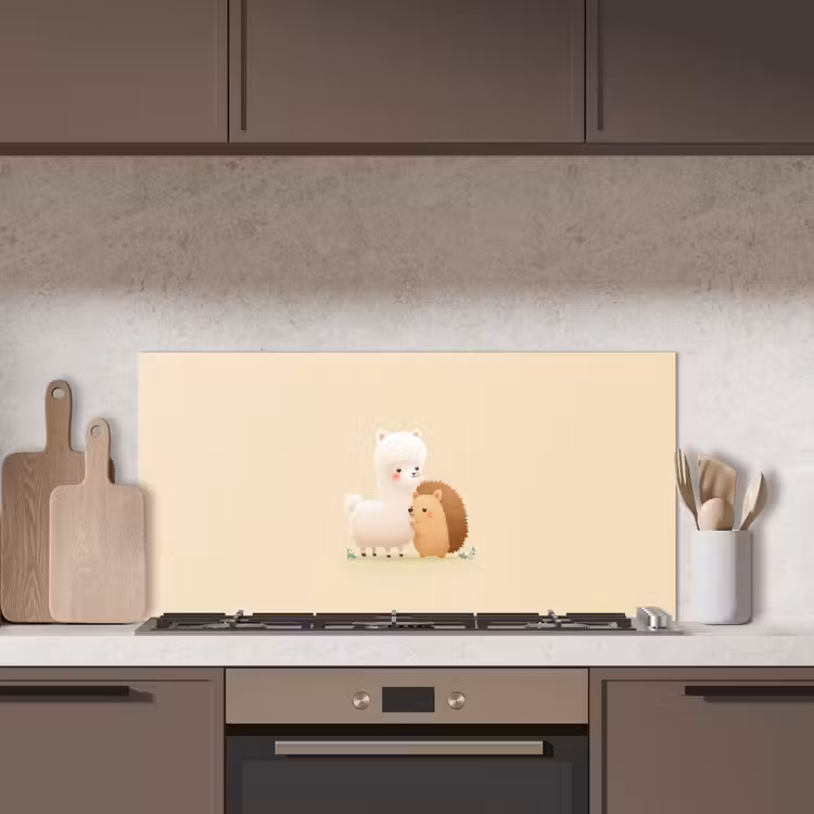 Alpaca - Egel - Bruin - Knuffelen keuken achterwand spatscherm middel -sfeer2
