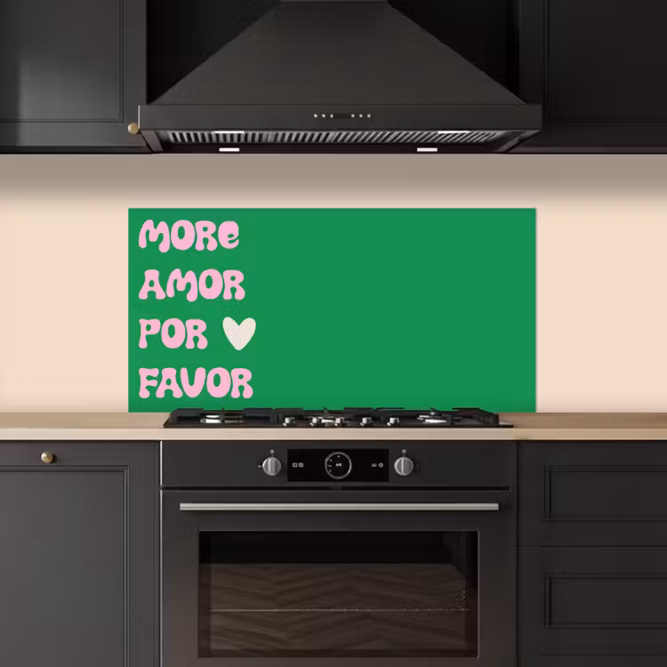 Amor - Valentijn - Groen - Tekst keuken achterwand spatscherm middel -sfeer1