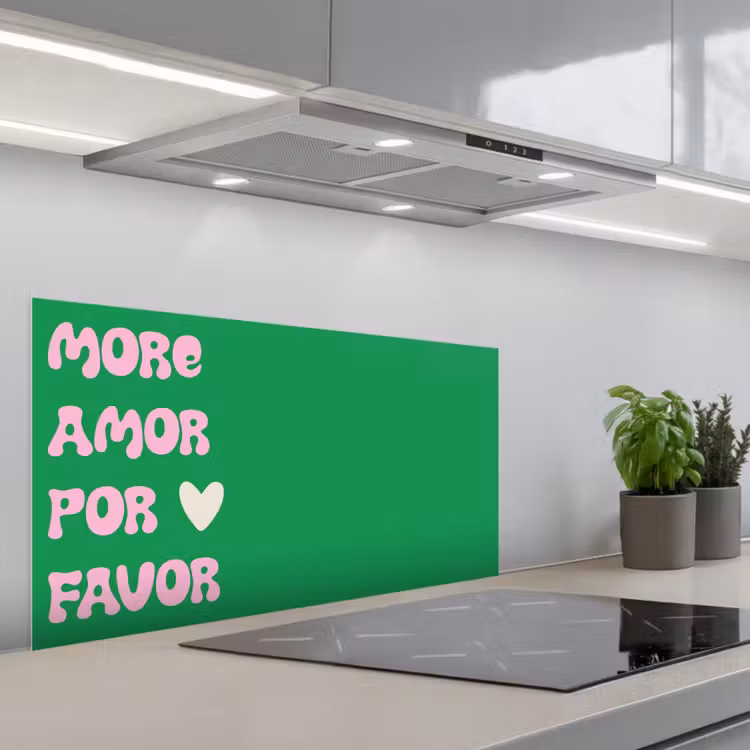 Amor - Valentijn - Groen - Tekst keuken achterwand spatscherm middel -3d_schuin
