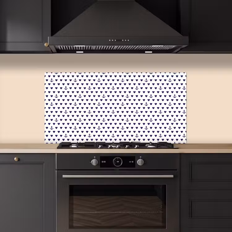 Anker - Hart - Blauw - Wit keuken achterwand spatscherm middel 899 -sfeer1