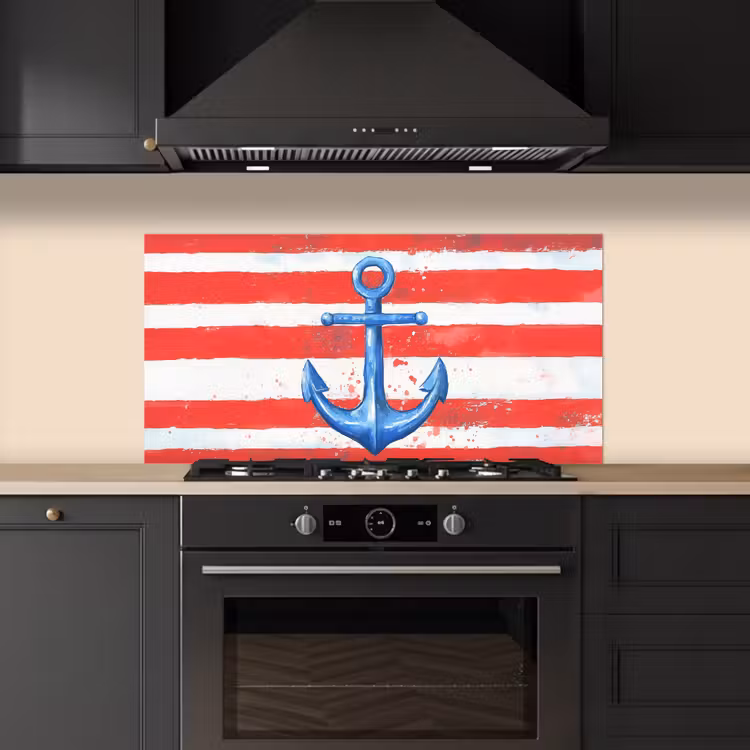 Anker - Verfspatten - Rood - Blauw keuken achterwand spatscherm middel -sfeer1