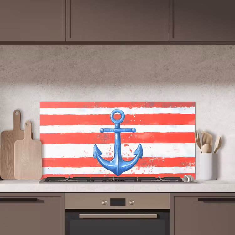 Anker - Verfspatten - Rood - Blauw keuken achterwand spatscherm middel -sfeer2