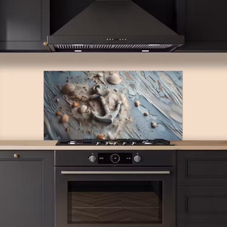 Anker - Hout - Schelpen - Zand keuken achterwand spatscherm middel -sfeer1