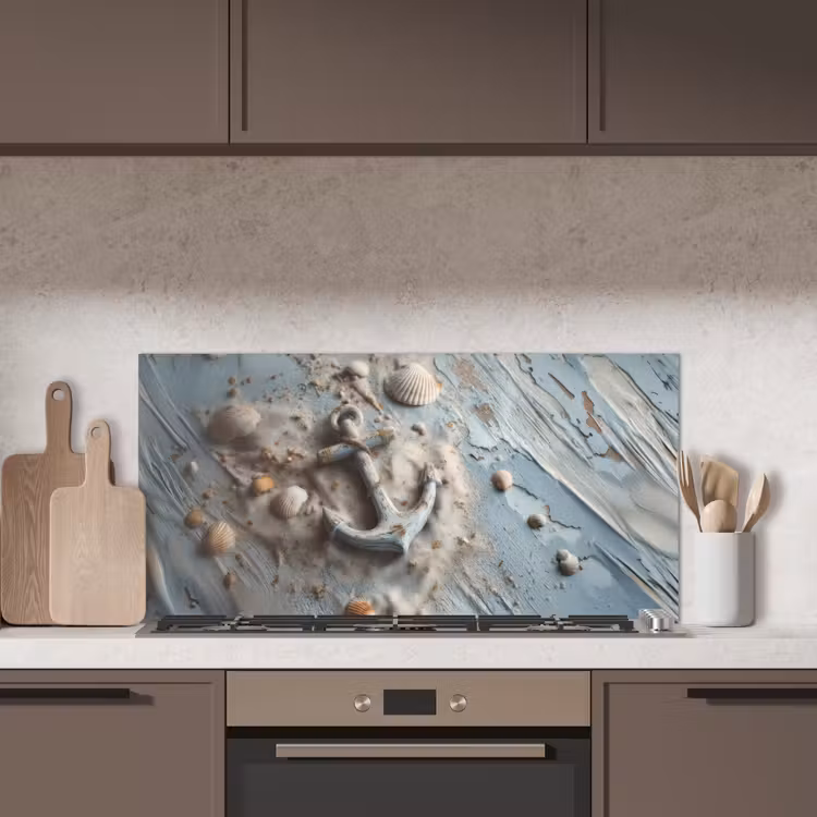Anker - Hout - Schelpen - Zand keuken achterwand spatscherm middel -sfeer2