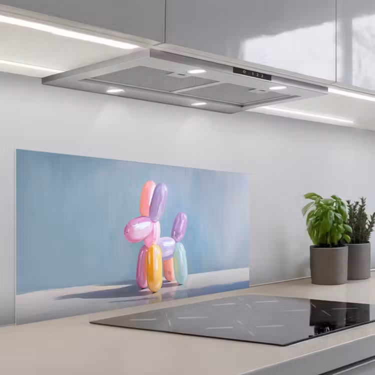 Dier - Ballon - Pasteltinten - Glanzend keuken achterwand spatscherm middel -3d_schuin