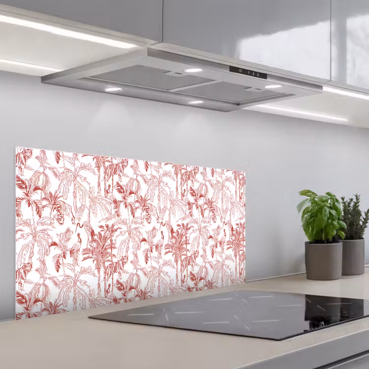 Dieren - Abstract - Rood keuken achterwand spatscherm middel 899 -3d_schuin