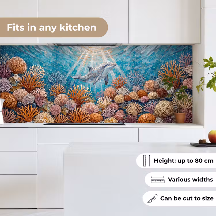 Dieren - Mozaïek - Oceaan - Koraal - Blauw keuken achterwand 2 middel -sfeer4_UK