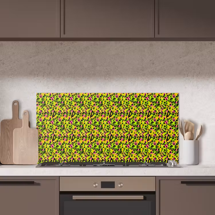 Dieren - Neon - Groen - Panterprint keuken achterwand spatscherm middel 899 -sfeer2