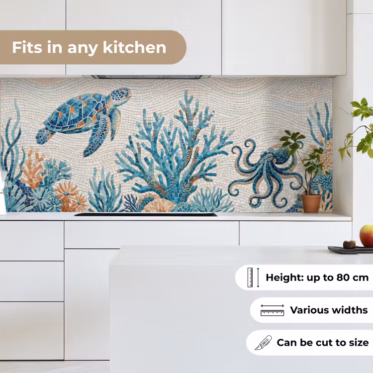 Dieren - Onderwater - Natuur - Mozaïek - Blauw keuken achterwand 2 middel -sfeer4_UK