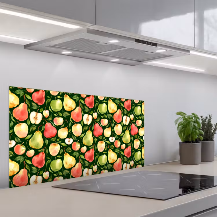 Appels - Peren - Fruit - Groen keuken achterwand spatscherm middel 899 -3d_schuin