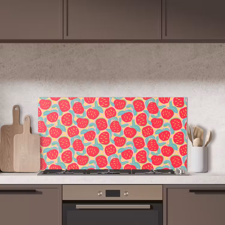 Appels - Rood - Stippen keuken achterwand spatscherm middel 899 -sfeer2