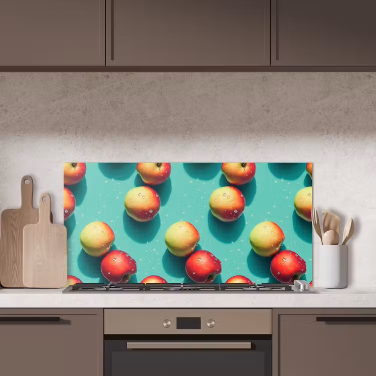 Appels - Water - Turquoise keuken achterwand spatscherm middel 899 -sfeer2