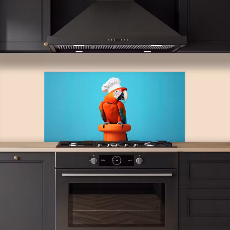 Ara - Koksmuts - Sokkel - Grappig keuken achterwand spatscherm middel -sfeer1