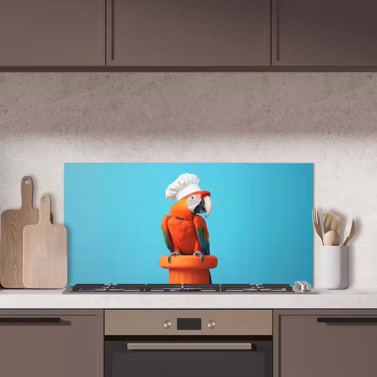 Ara - Koksmuts - Sokkel - Grappig keuken achterwand spatscherm middel -sfeer2