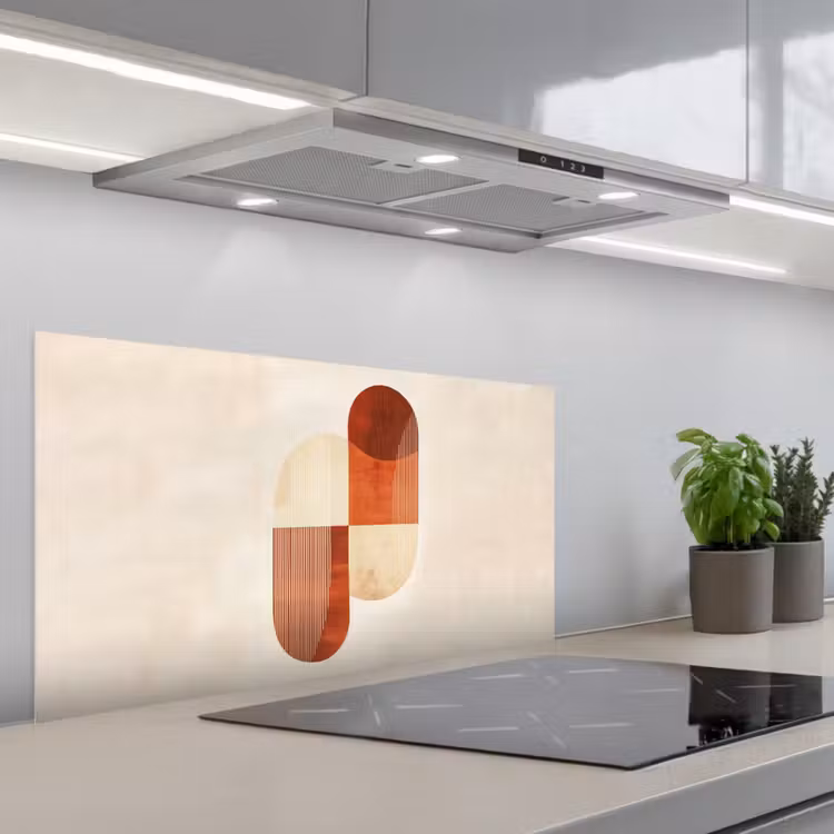 Bogen - Beige - Vormen keuken achterwand spatscherm middel -3d_schuin