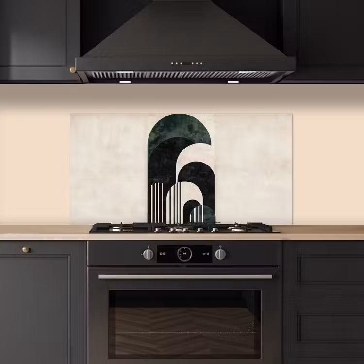 Bogen - Donkergroen - Lijnen keuken achterwand spatscherm middel -sfeer1